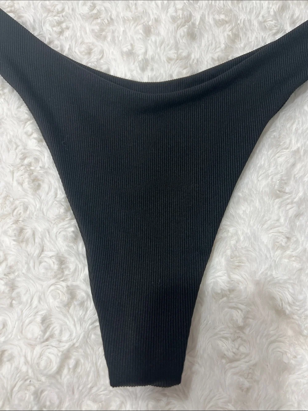 Black Ribbed Bikini Bottoms